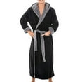 thumbnail image 1 of Bata larga de forro polar para hombre, bata de baño con capucha, ropa de dormir, 1 of 3
