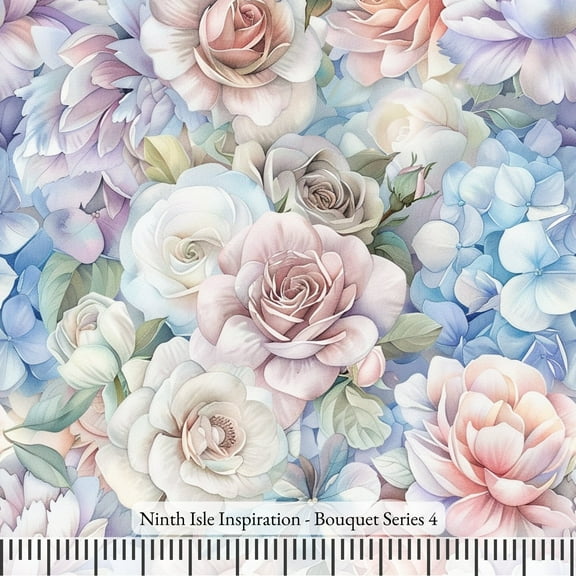 Ninth Isle Inspiration - Bouquet Series - 100% Rayon Fabric By The Yard (Series4, HalfYard)