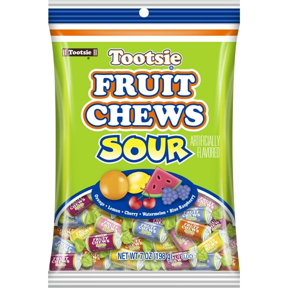 Tootsie Roll Fruit Chews Sour Assort Sour Fruit Flavors 7 Oz.