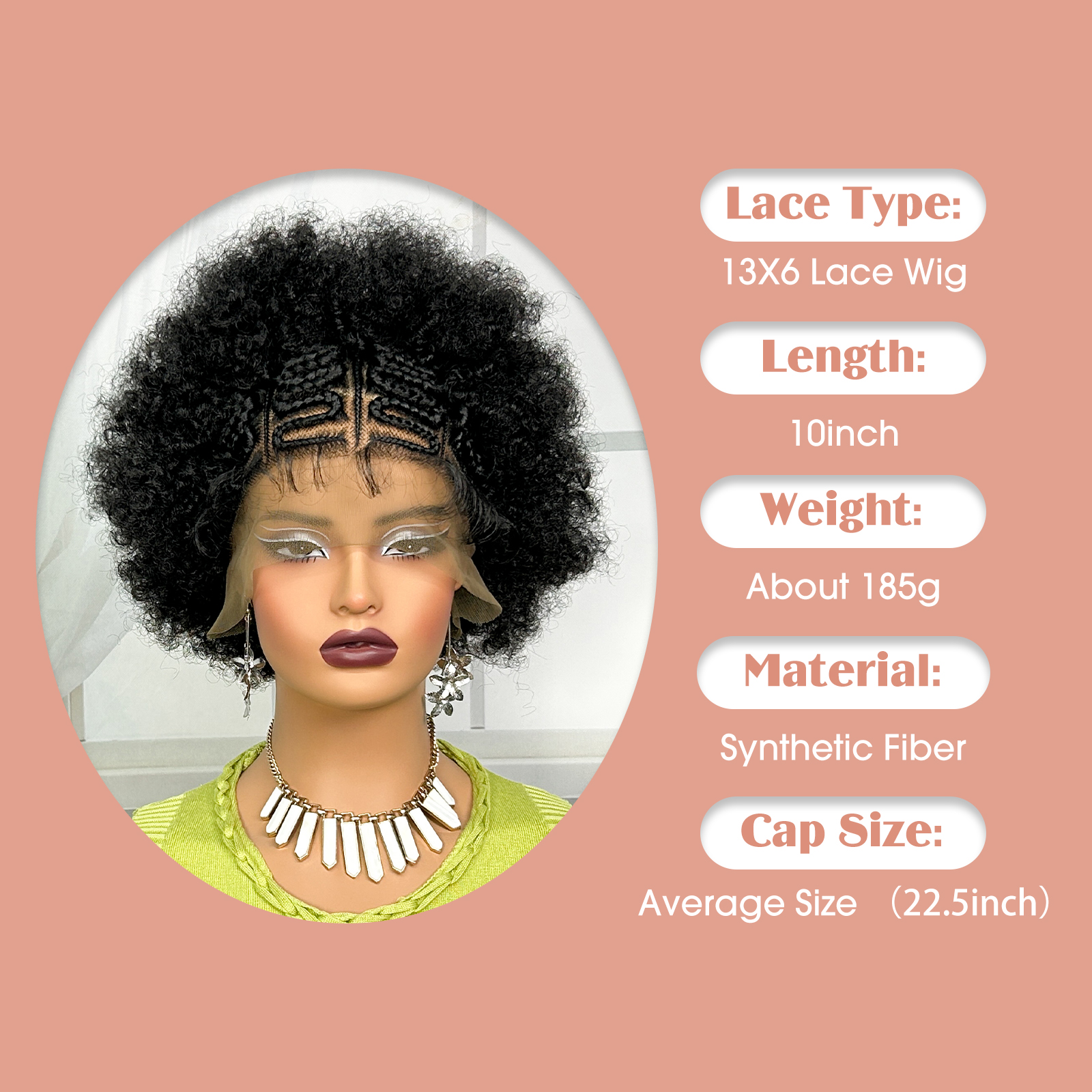 Kinky Curly Braided Lace Wigs Short Braided Wigs Synthetic Lace Front Knotless Box Braided Wigs for Women 13x6 Lace Front Braidng Hair Wig Daily Use