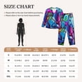 thumbnail image 4 of Salouo Neon Free Play Pattern Women's Pajamas Set Long Sleeve Button Down Sleepwear Soft Pj Lounge Sets for women 2 Piece Pjs Set with Long Pants-Large, 4 of 7