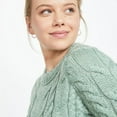 thumbnail image 4 of Aran Woollen Mills Women's Long Sleeve Pullover Sweater, Ocean Mist, Large, 4 of 6