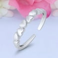 thumbnail image 3 of 3mm - Hearts Toe Band Ring 925 Sterling Silver Thin Adjustable Stylish Rings for Women, 3 of 5