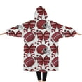 thumbnail image 2 of Oversized Wearable Blanket Hoodie,Red Football Helmets with Bows Pattern Sherpa Blanket Hoodie with Super Pockets,Super Warm Fuzzy Pullover for Women & Men, 2 of 6