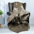 thumbnail image 4 of Travel Soft Flannel Fleece Throw Blanket, Tower Bridge in London City Cloudy Sky Old Historic Cityscape Nostalgia England, Cozy Plush for Indoor and Outdoor Use, 60" x 80", Sepia White, by Ambesonne, 4 of 5