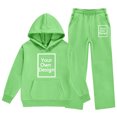 thumbnail image 4 of Piuwrlz Kids Hoodies Outfits Sets,Girls Cotton Sweatshirt Pants Fashion Set Mint Green Size 11-12 Years, 4 of 6