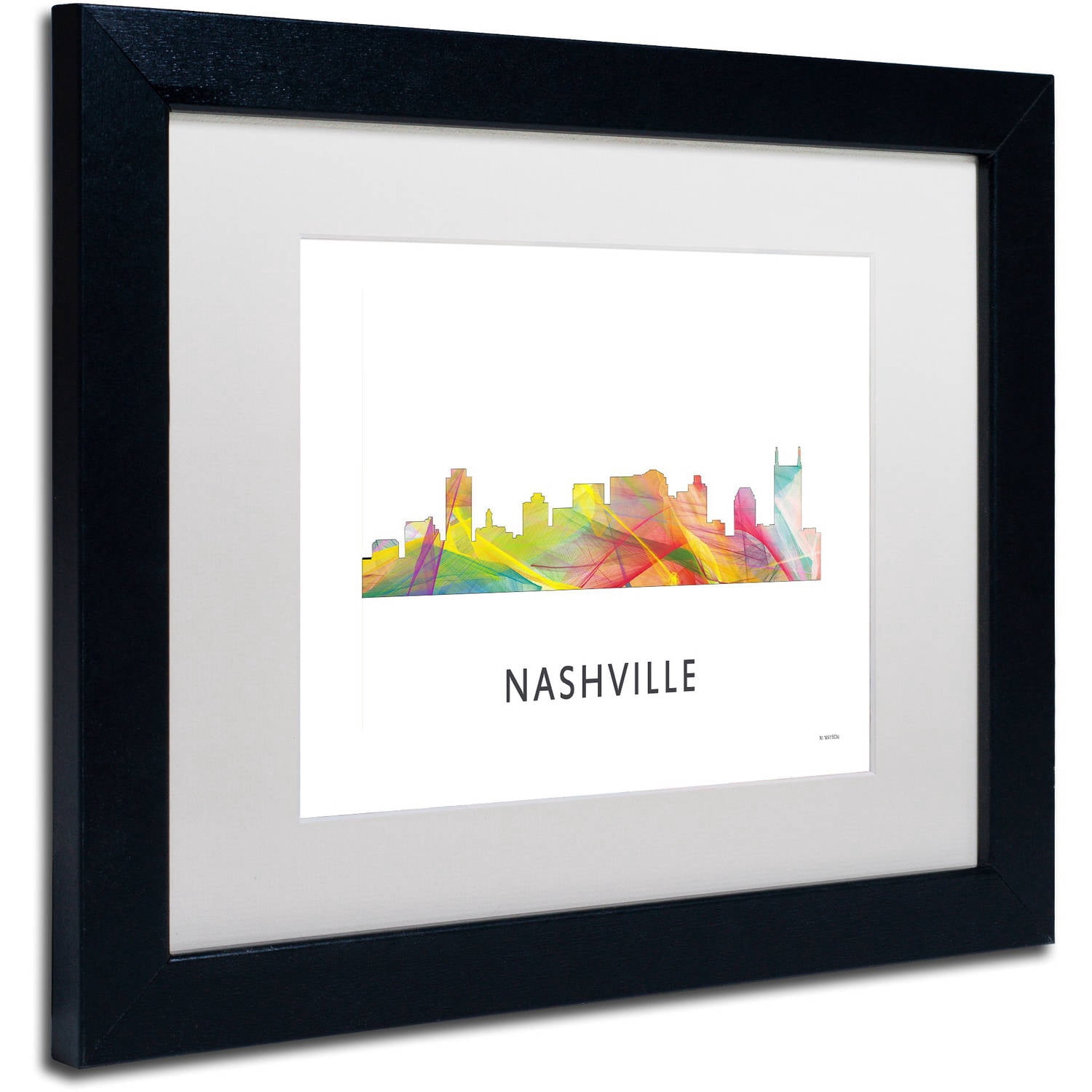 Trademark Fine Art 'Nashville Tennessee Skyline WB-1' Canvas Art by Marlene Watson, White Matte, Black Frame