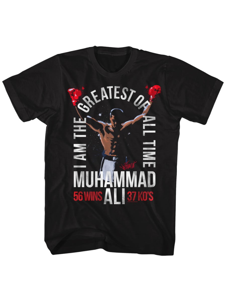Muhammad Ali 60s I Am The Greatest of All Time 56 Wins 37 Kos Adult T-Shirt Tee 