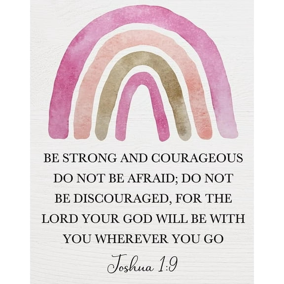 Inspirational Boho Scripture Wall Art Bible Verses Joshua 1:9  Prayer Room Decor Religious Gift Christian Wall Decor for Home Office Bedroom Baby Boys Girls Room Nursery poster