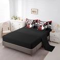 thumbnail image 5 of Manfei Modern Abstract Bedding Comforter Set 7pcs, Minimalism Plaid Queen Bedding Sets, Black Gray White Red Queen Sheet Sets, Microfiber Bedroom Decor, 5 of 8