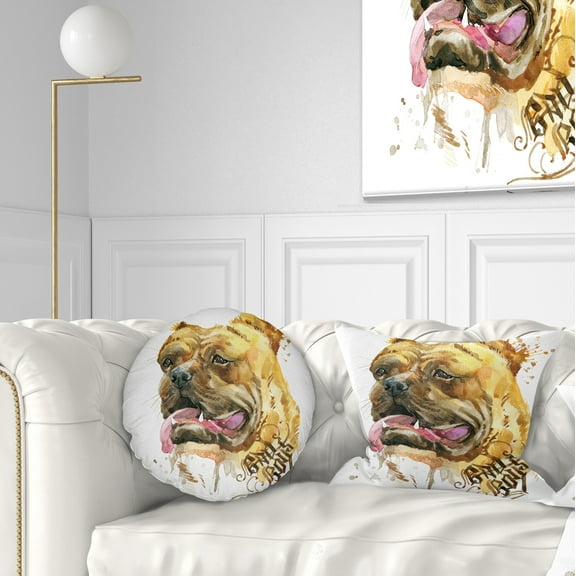 Designart Funny Dog in Brown - Animal Throw Pillow - 12x20