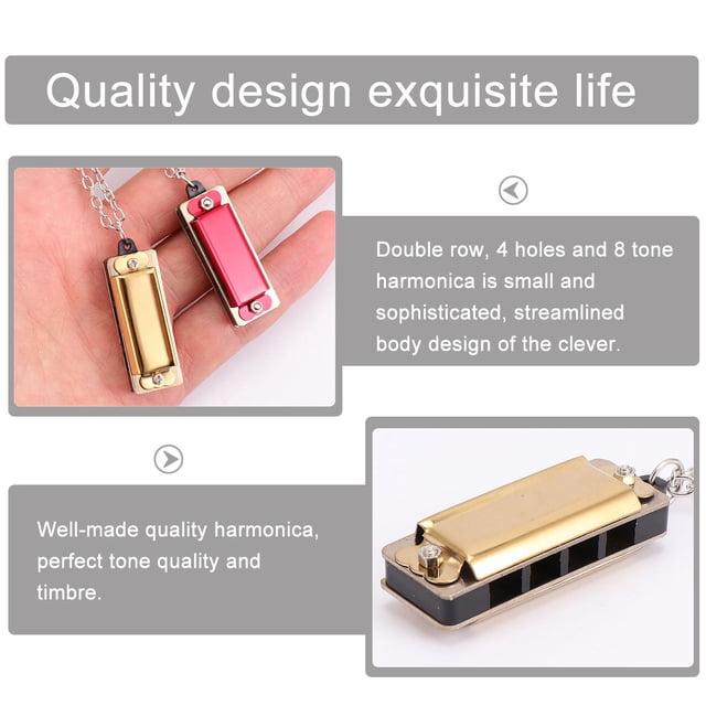 SHOWERORO 2pcs Harmonica Double Row Tone Musical Instrument For Beginners Educational Music Red Golden