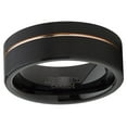thumbnail image 2 of Metal Masters Mens Black Tungsten Carbide Ring Wedding Band Rose Goldtone Groove 8mm, 2 of 8