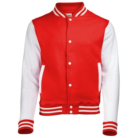 New Men's Varsity Premium Red & White Letterman Bomber Varsity  Jacket