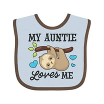 Inktastic My Auntie Loves Me with Sloth and Hearts Boys or Girls Baby Bib