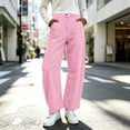 thumbnail image 5 of Hfnxid Barrel Pants for Women Baggy Striped Wide Leg Pant High Waisted Leisure Trousers Casual Activewear Pants Hot Pink L, 5 of 9