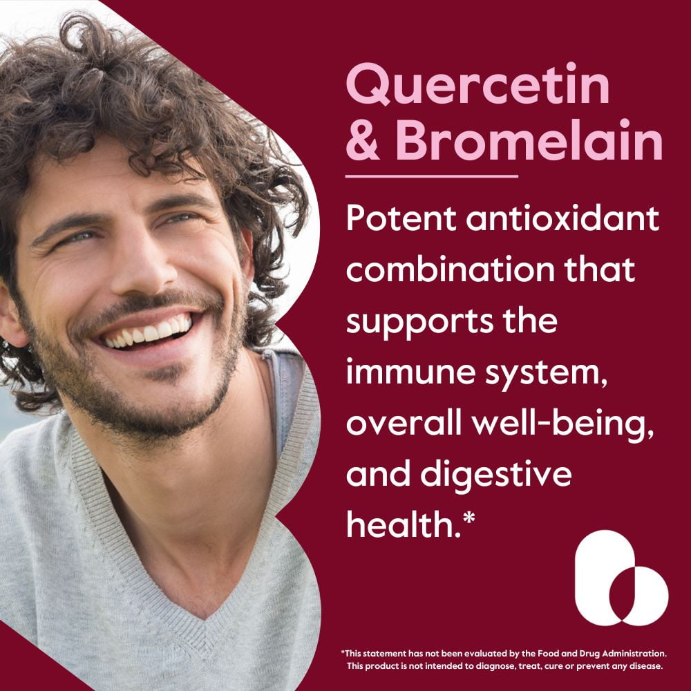BESTVITE Quercetin with Bromelain 500mg/250mg (120 Vegetarian Capsules) - No Stearates - Vegan - Non GMO - Gluten Free