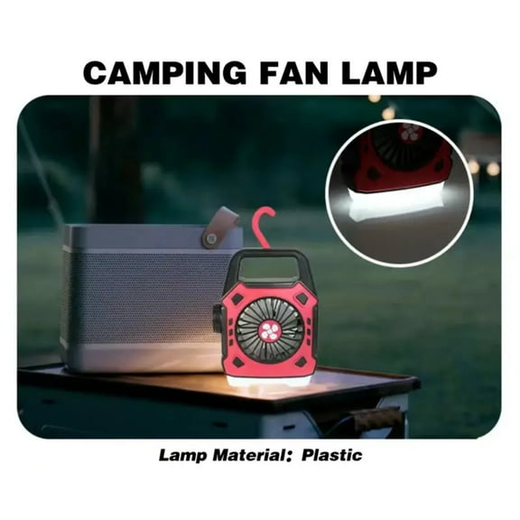 Portable LED Camping Fan Lamp  USB Rechargeable  Outdoor Handle Light