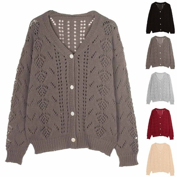 FRSASU Womens fashionable and comfortable Oversized Cardigan Chunky Knit Long Sleeve Open Front Fall Sweater Coats Red