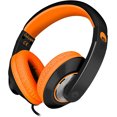 thumbnail image 1 of Auriculares ajustables Rockpapa Comfort+ con micrófono y control de volumen. Adultos, niños y adolescentes. Negro/Naranja, 1 of 3