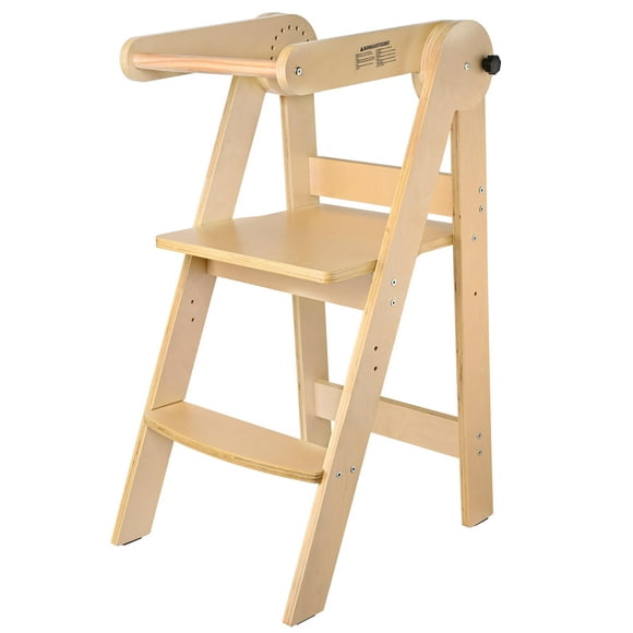 Foldable Learning Tower, Toddler Step Stool Kitchen Learning Helper Standing Tower with Two Height Adjustable and Safety Rail