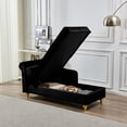 thumbnail image 2 of Modern Velvet Chaise Lounge With Hidden Storage, Upholstered Chair With Armrest Pillow and Gold Metal Legs For Living Room Bedroom Apartment, 2 of 12