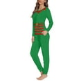 thumbnail image 3 of Renewold Women's Long Sleeve Pajama Set Size XS Family Matching Pajamas Christmas Elf Sleepwear Casual Lounge Wear with Pockets 2pcs Green Winter Home Wear, 3 of 5