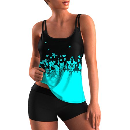 Costume Da Bagno Donna Plus Size Vintage - Tankini 2 Pezzi Con Spalline E Stampa Push-up - Foto 1