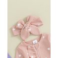 thumbnail image 6 of Elippeo Baby Girls Valentine's Day Jumpsuit 3M 6M Long Sleeve Crew Neck Heart Print Ruffle Zipper Romper with Headband, 6 of 10