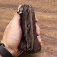 thumbnail image 4 of Genuine Leather Coin Purse Keypack Key Chain Holder Vintage Wallet Handmade Zipper Pocket Storage Bag Keyring Card Case Organizer, 4 of 4