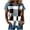 Gray, variant on Women's Casual Short Sleeve Top Crewneck Imitation Denim Look Plaid Contrast Panel Raglan Sleeve Blouse Light Blue