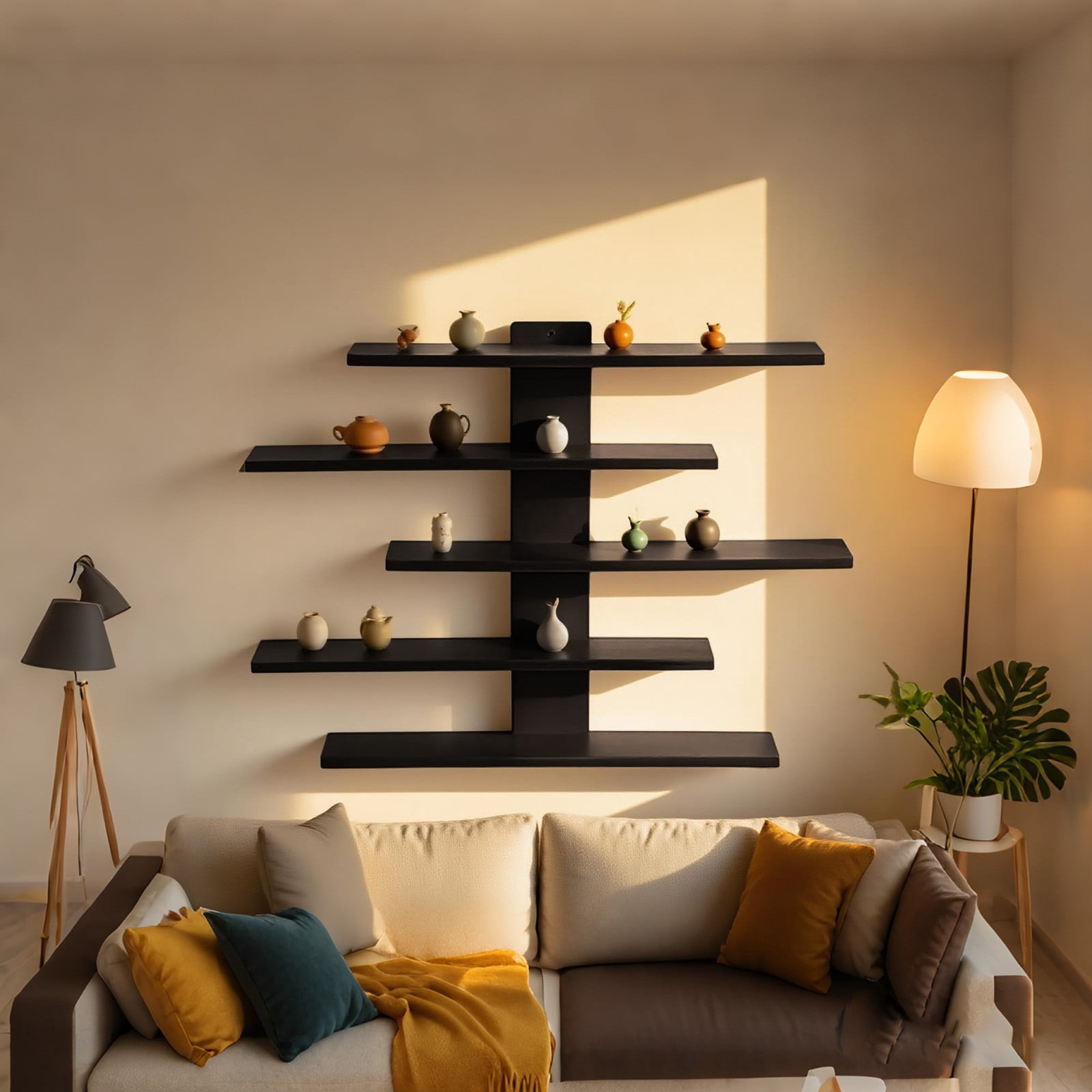 Floating Shelf for Wall Display - Wood Wall Mounted Shelf for Action Figures, Collectibles, Shot Glasses, Mini Decor & Toys - Small Display Rack for Bedroom, Living Room, Kids Room