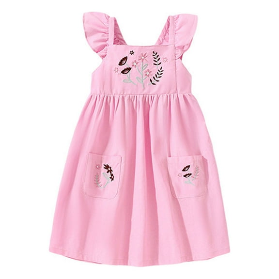 Gubotare Flowy Girls Dress Toddler Kids Girls Summer Dress Sling Dress Floral Casual Dress Sleeveless Hawaiian Sundress Size 12 18 Months (Pink,12-18 Months)