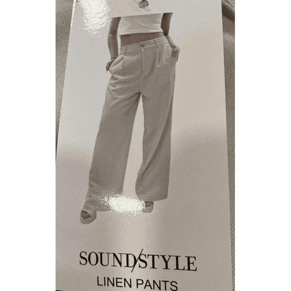 Sound Style Womens Linen Pants, Tan, Medium