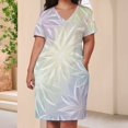 thumbnail image 3 of Colorful Floral Bohemia Women's Loose Short Sleeve Dress Casual Summer Plus Size Long Dresses with Pockets, 3 of 5