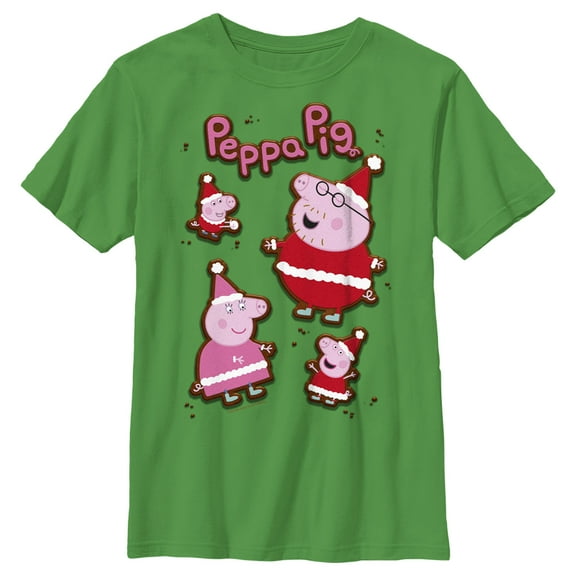 Boy's Peppa Pig Christmas Gingerbread Cookies Graphic Tee Kelly Green Small