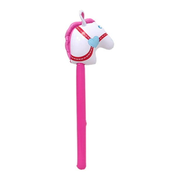 Caballo de palo inflable para niños, juego de simulación, decoración para fiestas Rosa