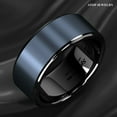 thumbnail image 2 of Tungsten Rings for Men Wedding Bands for Him Womens Wedding Bands for Her 8mm Black Sea Blue Brushed Center, 2 of 9
