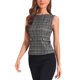 thumbnail image 4 of TOP SIN MANGAS DE TWEED INSPIRADOR CHIC PARA MUJER, CUELLO REDONDO, ESTAMPADO DE CUADROS, CON CREMALLERA EN LA CINTURA Y CIERRE EN LA PARTE TRASERA, TALLA L, NEGRO, 4 of 6