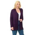 thumbnail image 2 of Pastel by Vivienne Women's Long Sleeve Jersey Plus Size Cardigan Eggplant X-Large, 2 of 3