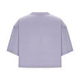 thumbnail image 5 of ECZHAW Womens Tops ,Women Half Sleeve Cropped T-Shirts Drop Shoulder Round Neck Crop Tops Casual Summer Solid Color Basic Tees, 5 of 6