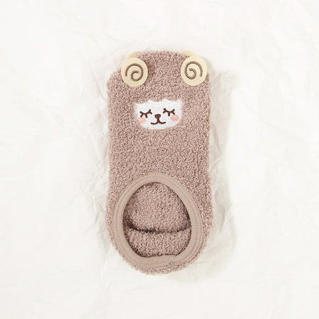 

ERTUTUYI Women Non-Slip Silica Gel Coral Fleece Socks Thicken Keep Warm Floor Socks Khaki