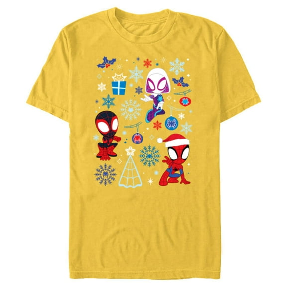 Marvel Spidey and His Amazing Friends Christmas Holiday Icon - Short Sleeve Blended T-Shirt for Adults - Customized-Yellow