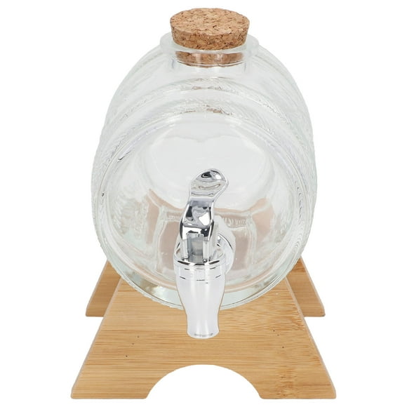 Wine Jar Dispenser, Anticollision Reusable Glass Whiskey Barrel High Transparency High Temperature Resistance Sealable With Cork For Fruit