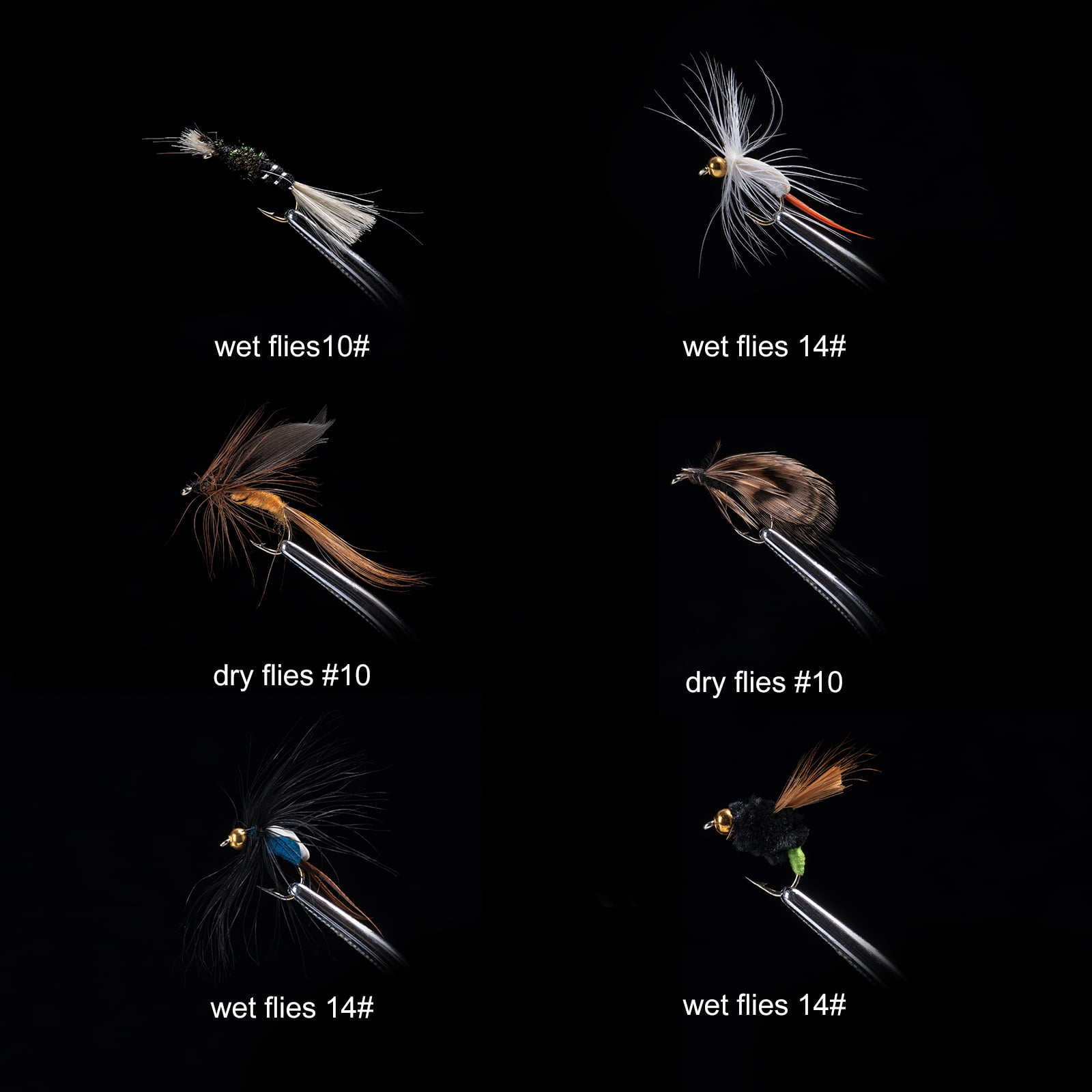 100pcs Fly Fishing Lures Lot Wet Dry Streamer Nymph Artificial Baits Trout  Flies
