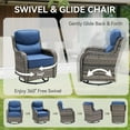 thumbnail image 3 of Planntonneo 2-Pack Patio Wicker Swivel Glider Chairs with 6-Inch Cushions, Grey/Blue, 3 of 8