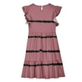 thumbnail image 4 of FamilyThread Girls Summer Stripe Dresses with Ruffle Short Sleeve Casual A-Line Swing Twirly School Sundress For 5-14Y, 4 of 8