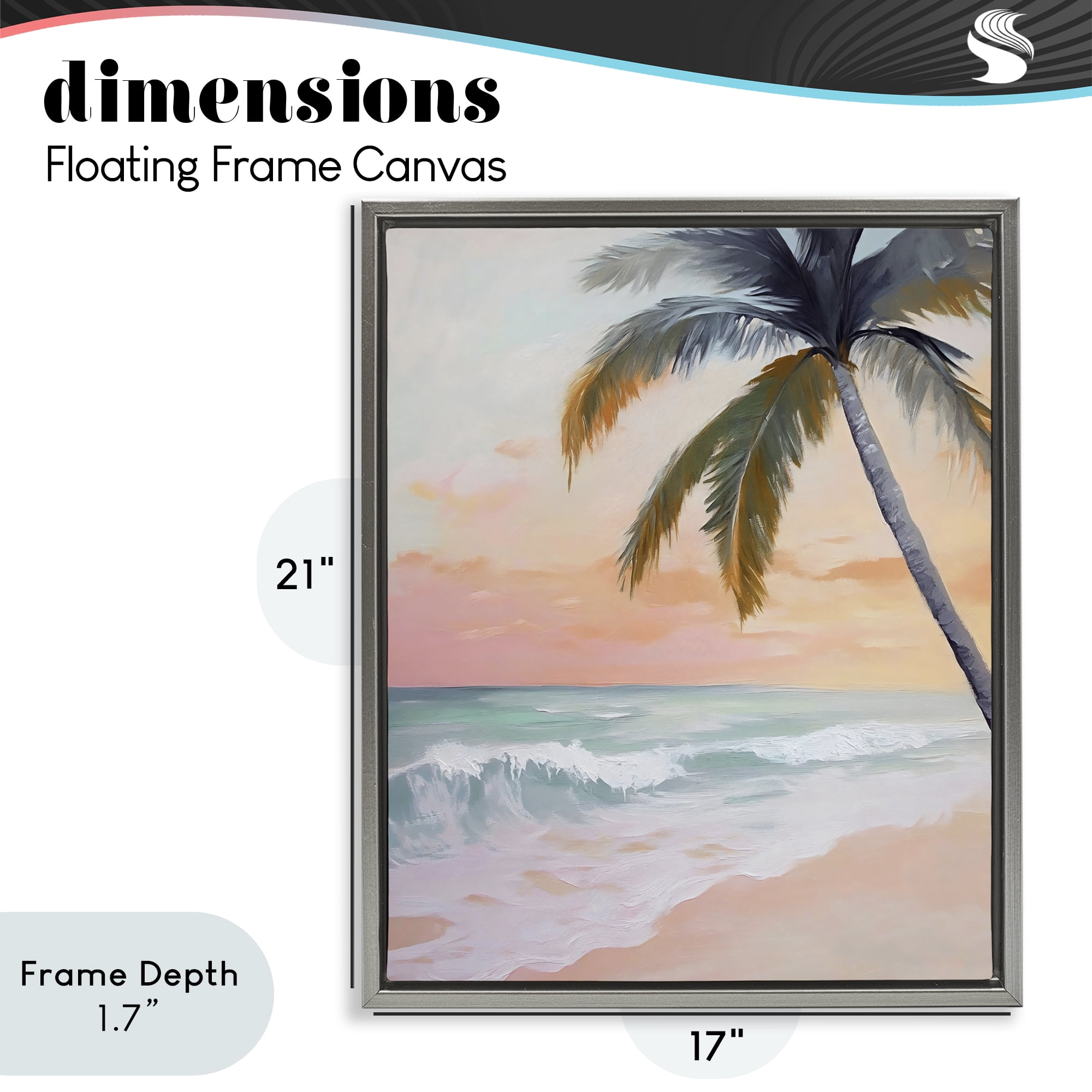 Stupell Industries Tranquil Sunset & Beach Palm Gray Framed Floater Canvas Wall Art, design by Creative Studio