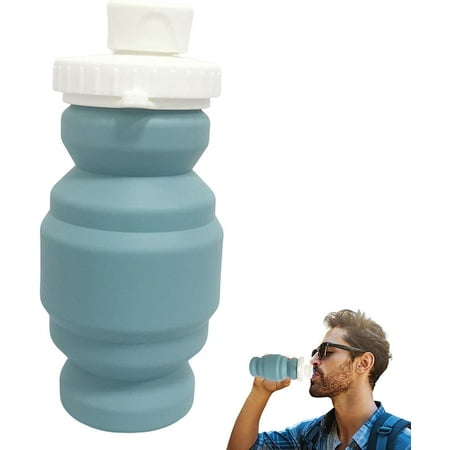 

Silicone Folding Water Cup | 320ml Collapsible Travel Bottles Silicone | Leakproof Squeeze Bottle For Trail Running Through Hiking Travel Cycling And Outdoors Fishing Dark Mountain Adj