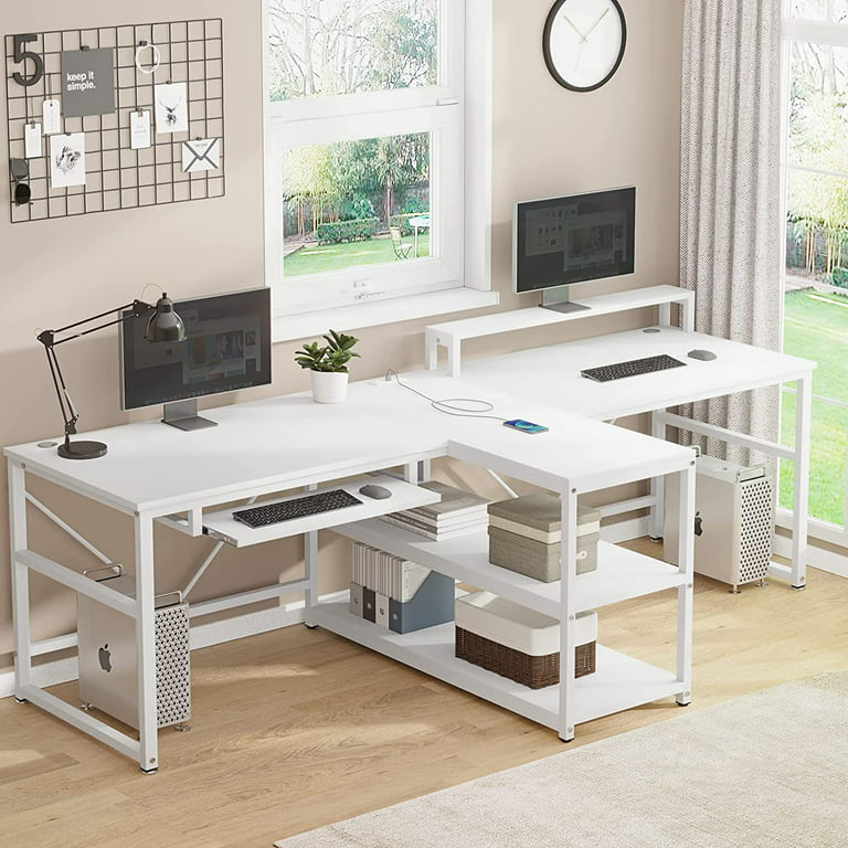LumiSource 2 Tier 32 W Computer Desk White - Office Depot